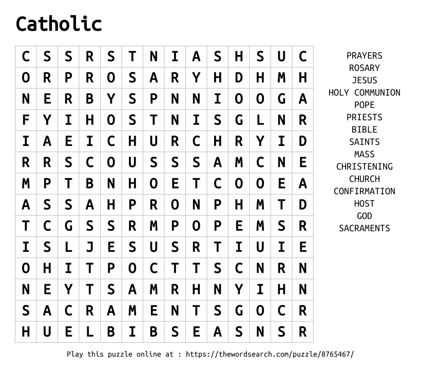 Catholic Word Search