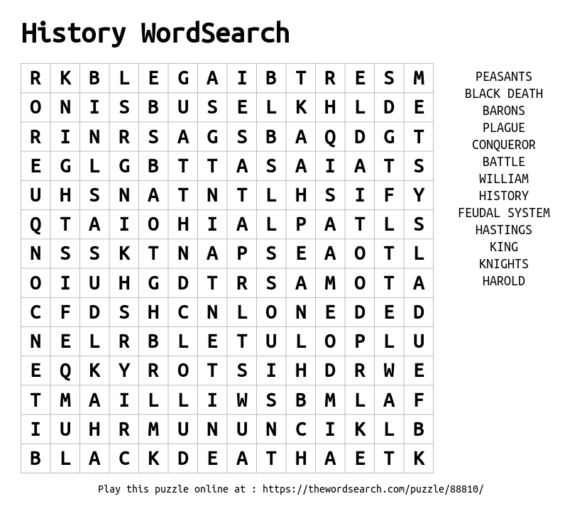 Download Word Search on History WordSearch