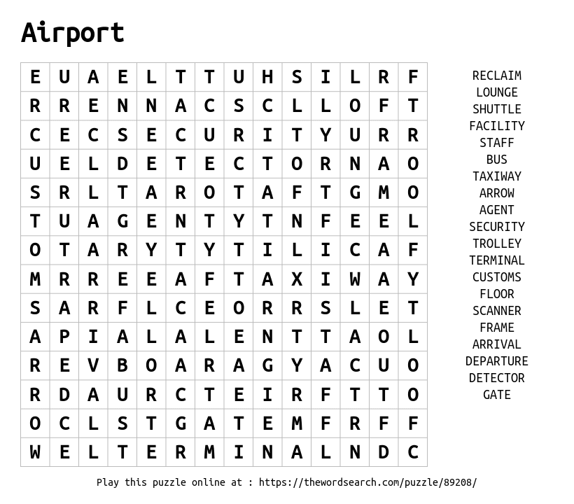 Word Search on Airport