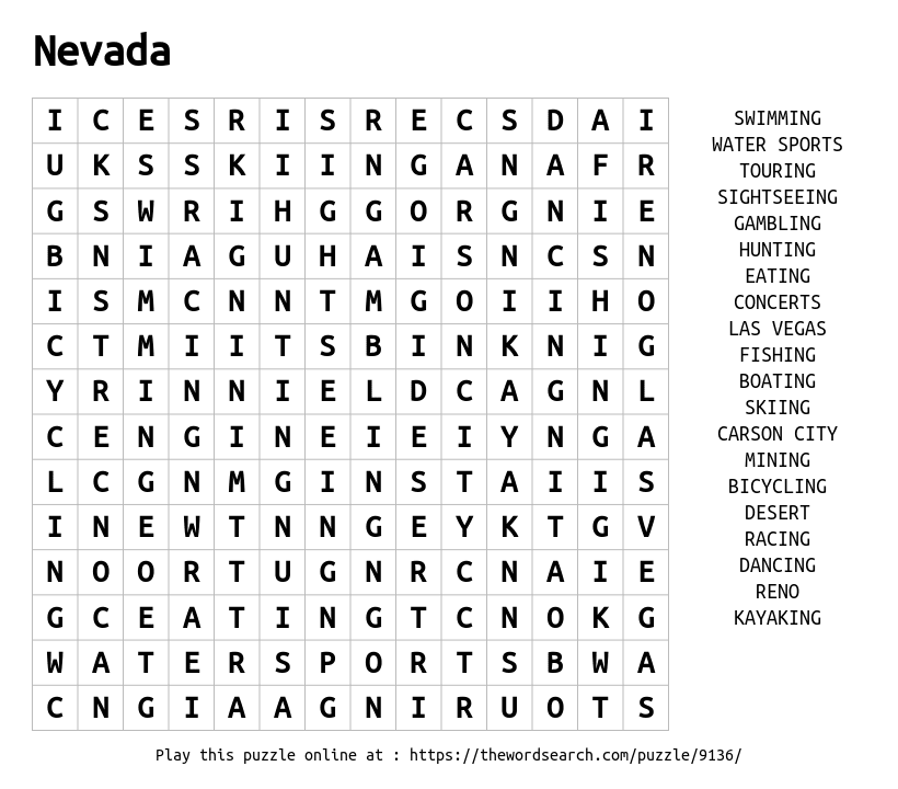 Download Word Search on Nevada