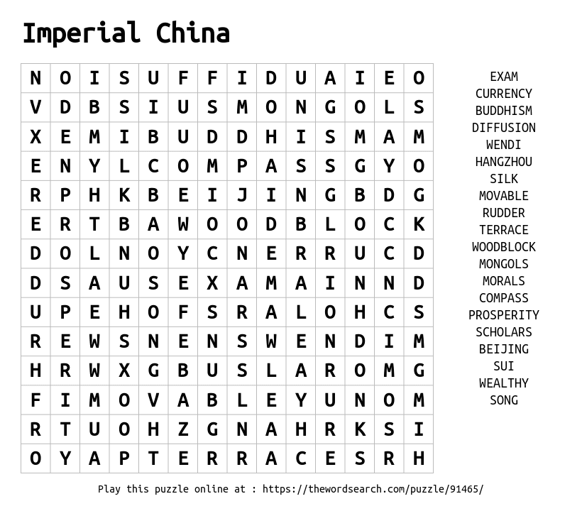 Word Search on Imperial China