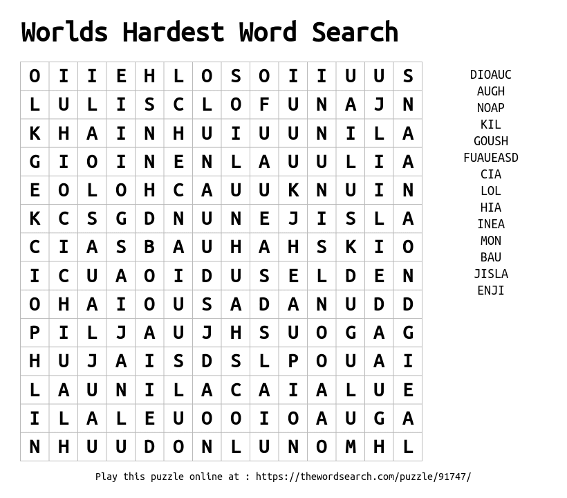 What Is The Hardest Word Search In The World