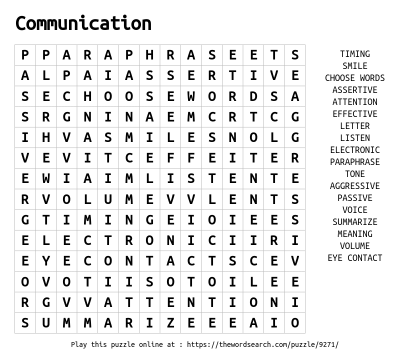 Download Word Search On Communication