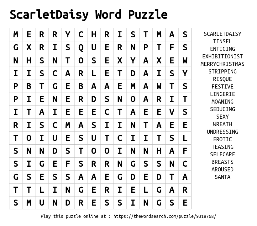 Word Search on ScarletDaisy Word Puzzle