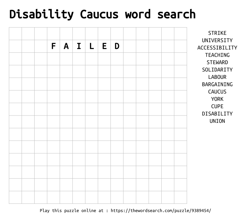 Word Search on Disability Caucus word search