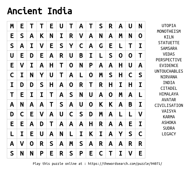 Download Word Search On Ancient India