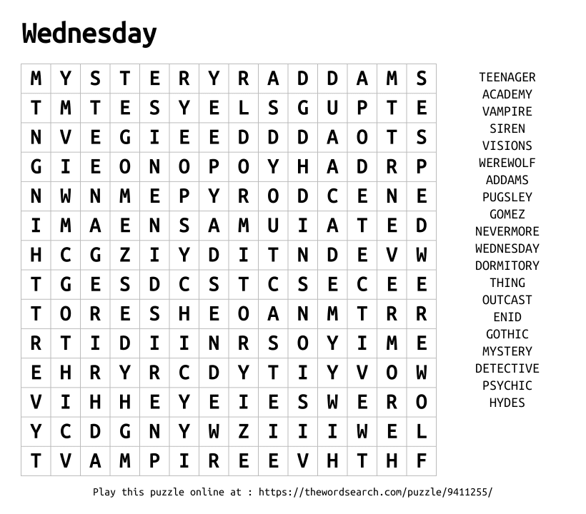 Word Search on Wednesday