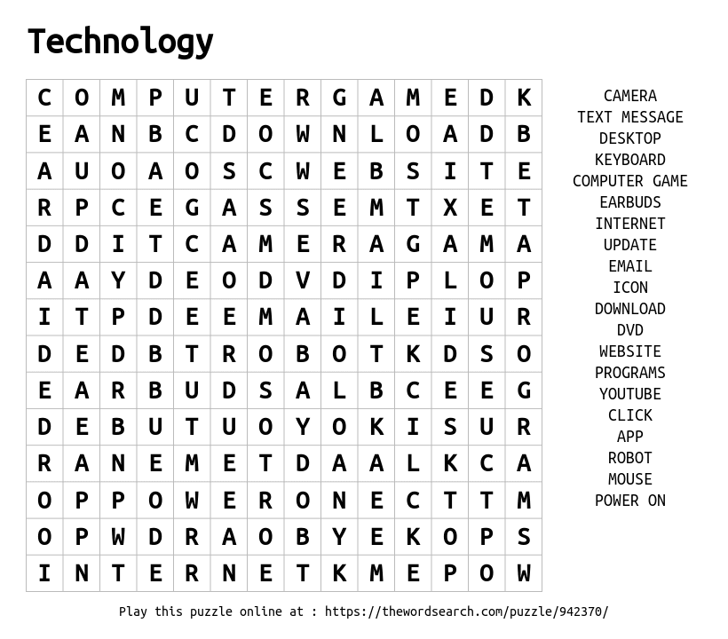 Technology Word Search