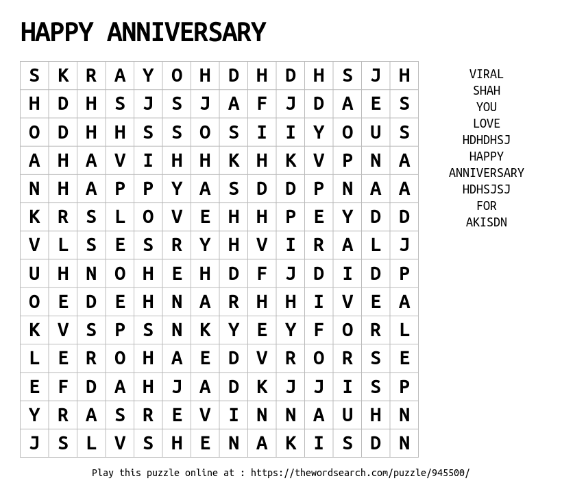 download word search on happy anniversary