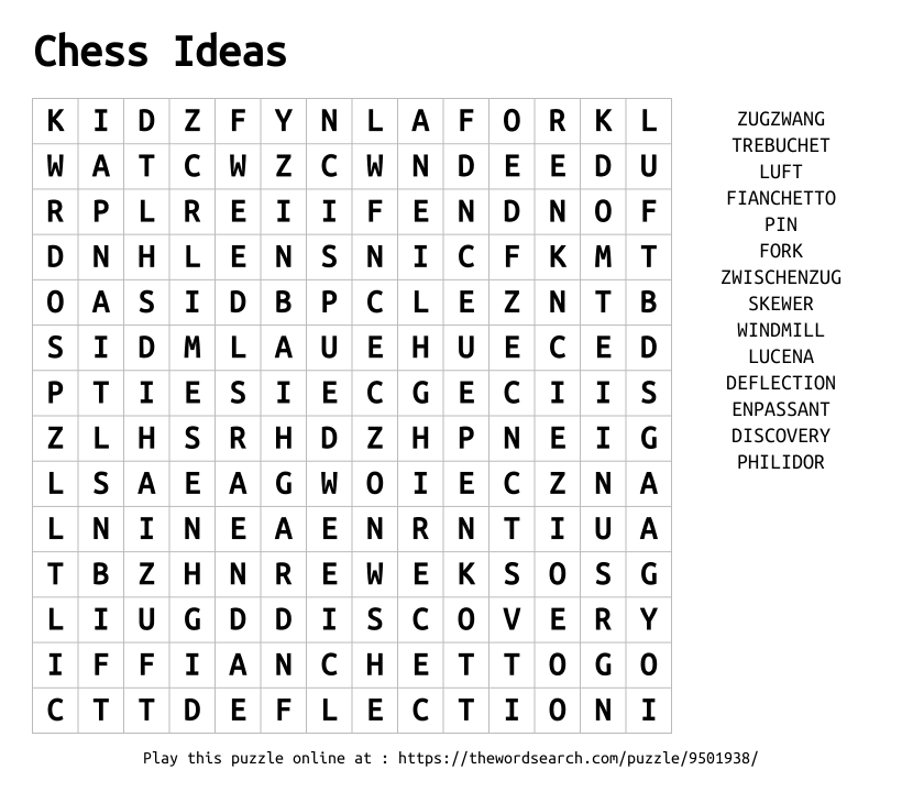 Word Search on Chess Ideas