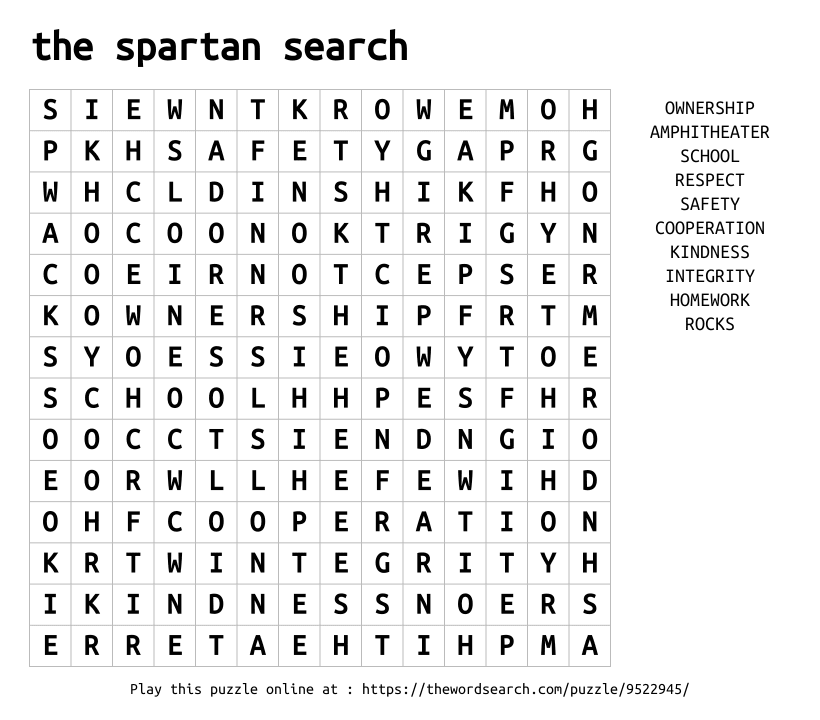 Word Search on the spartan search