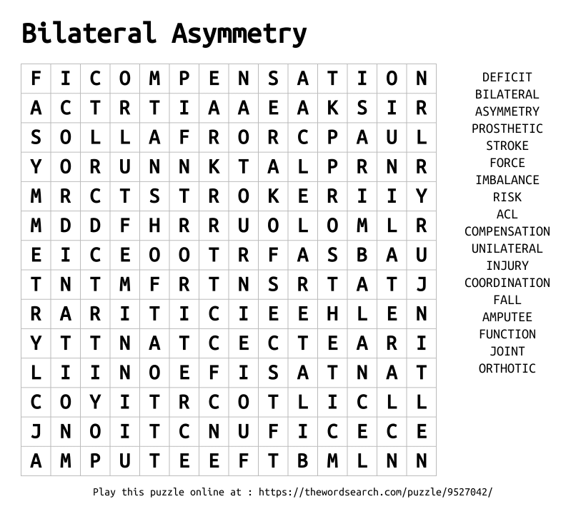 Word Search on Bilateral Asymmetry