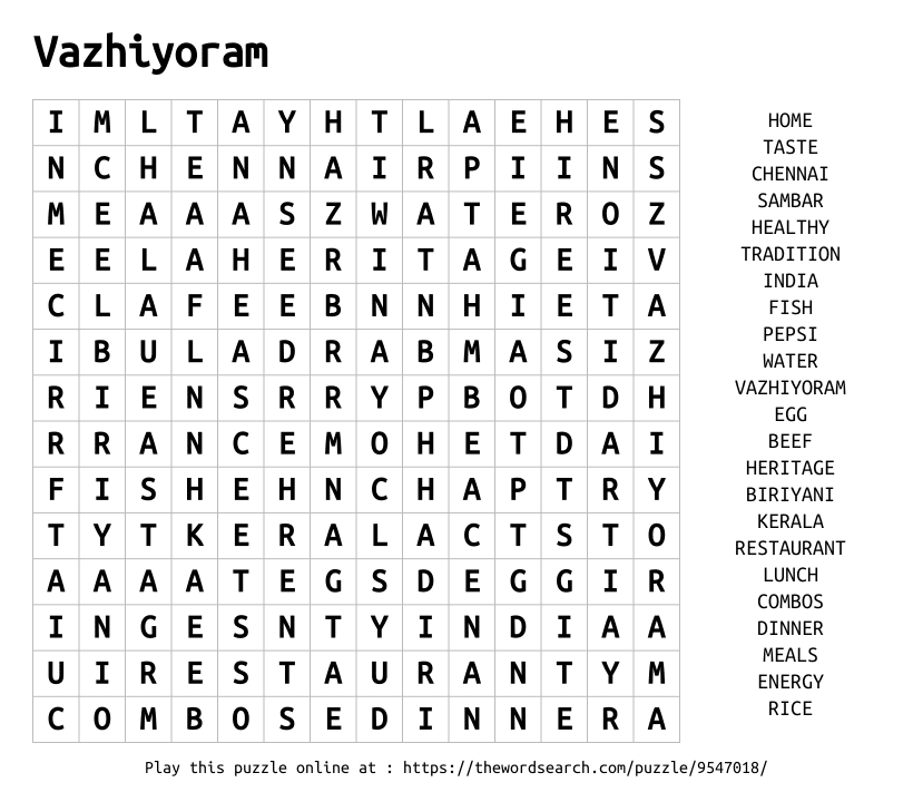Word Search on Vazhiyoram