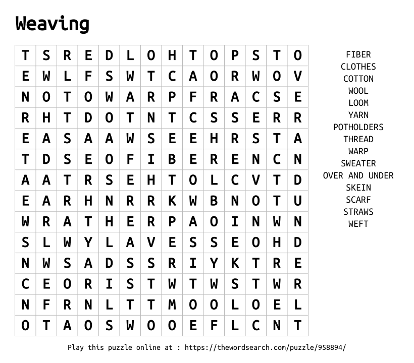 Word Search on Weaving