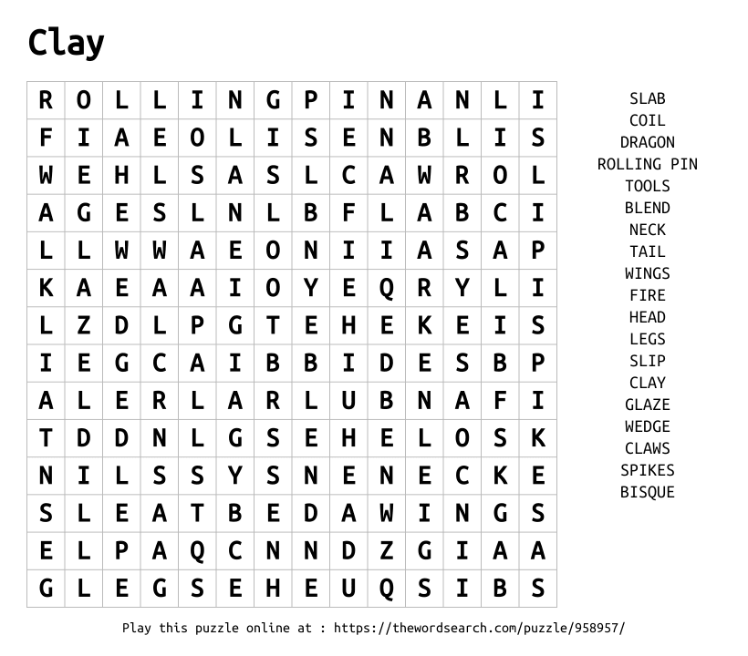 Word Search on Clay