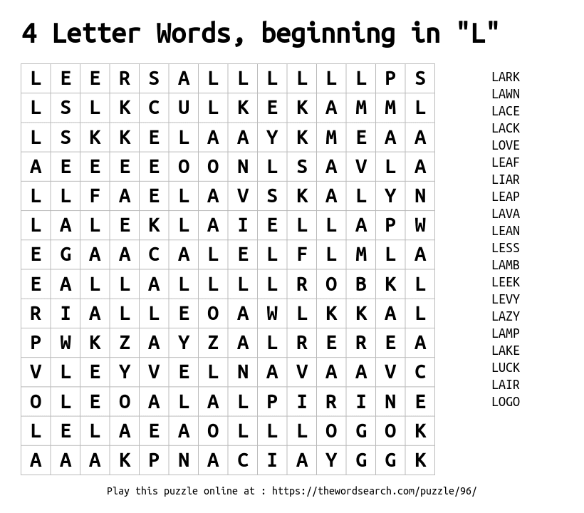 The letter L. - online puzzle