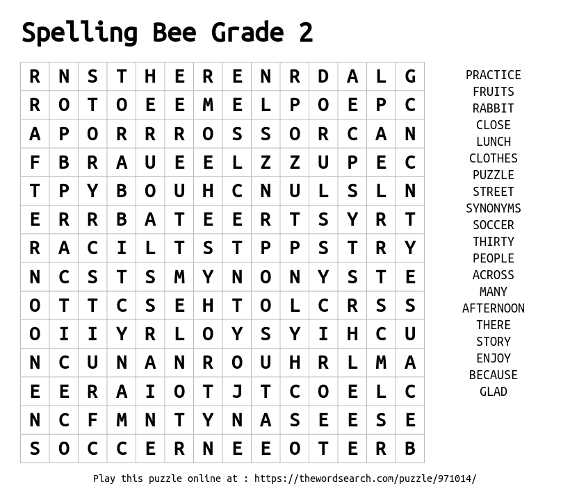 Download Word Search On Spelling Bee Grade 2