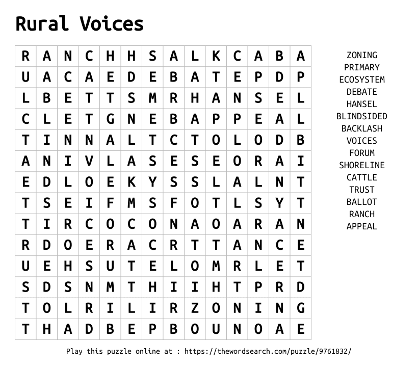 Word Search on Rural Voices