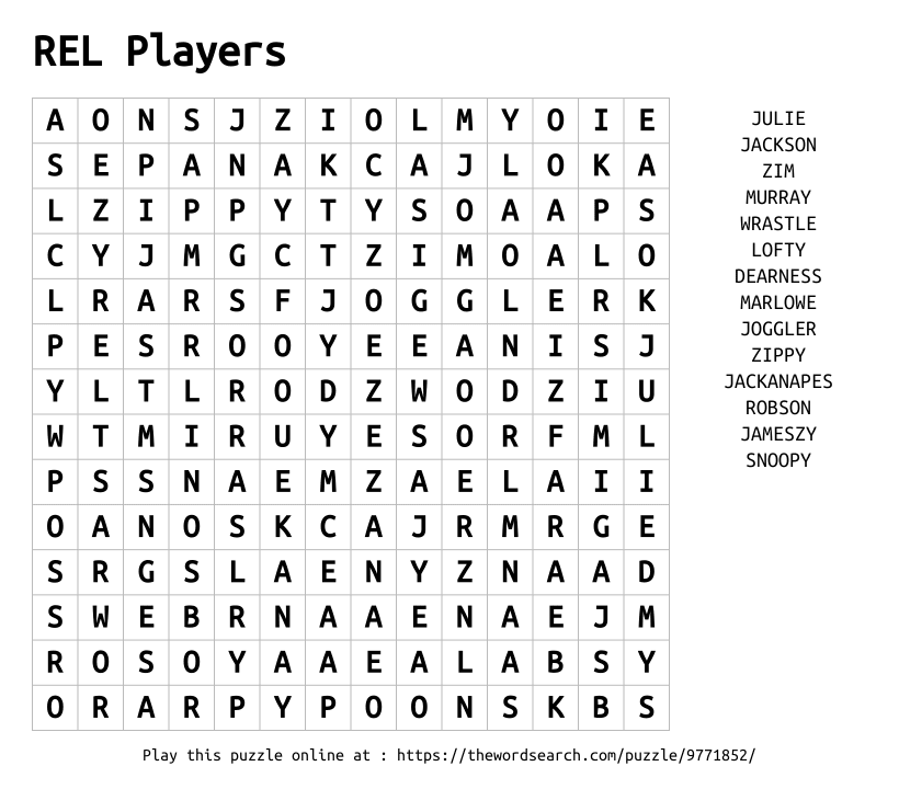 Word Search on REL Players
