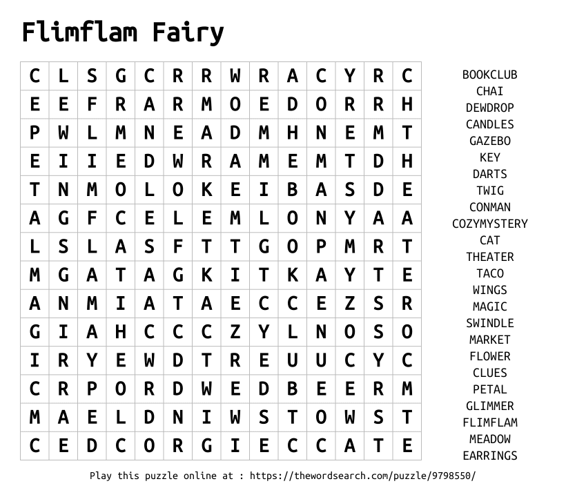 Word Search on Flimflam Fairy