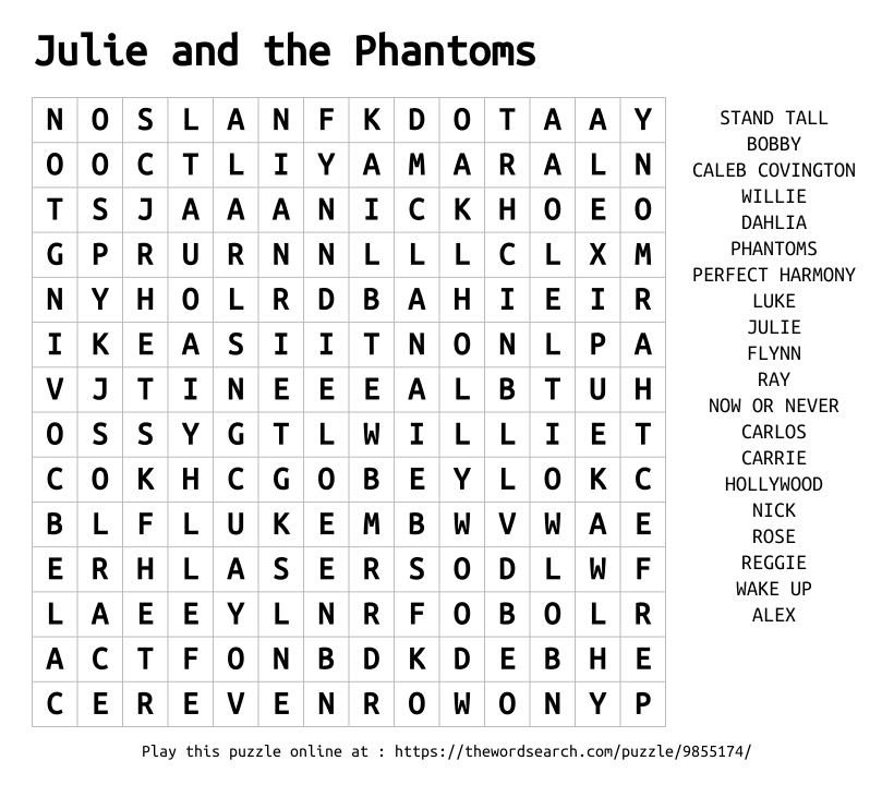 Word Search on Julie and the Phantoms