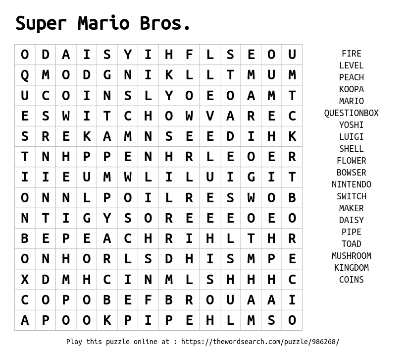 super mario world - online puzzle