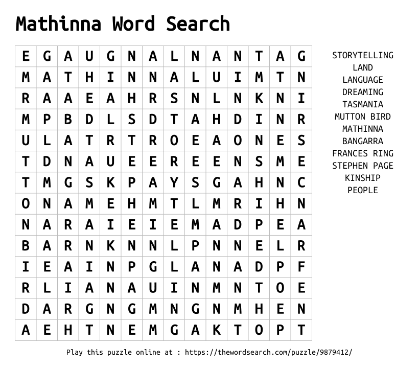 Word Search on Mathinna Word Search