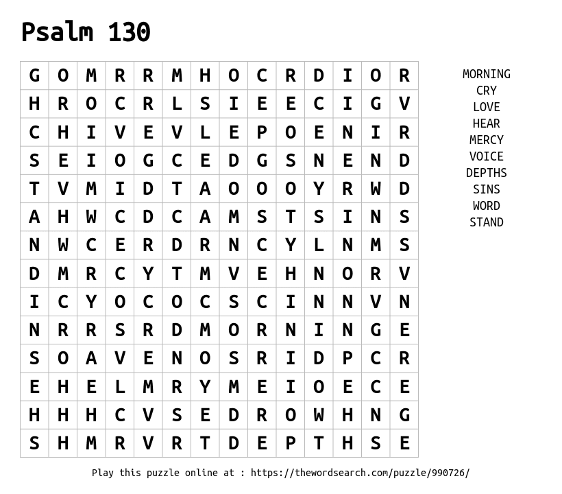 Word Search on Psalm 130