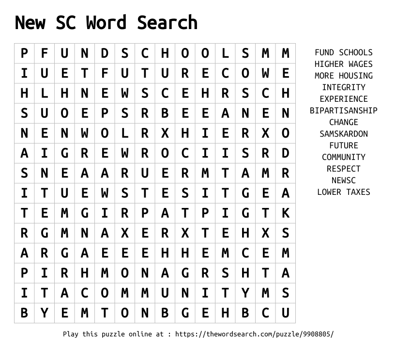 Word Search on New SC Word Search