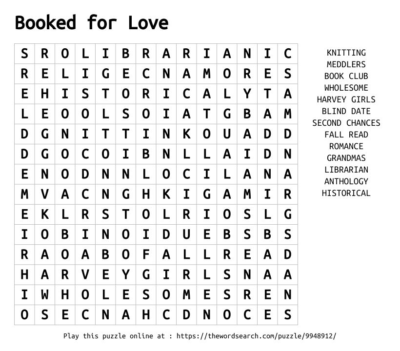 Word Search on Booked for Love
