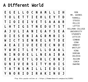 Word Search on A Different World