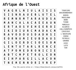 Word Search on Afrique de l'Ouest