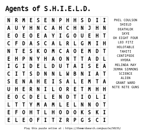 Word Search on Agents of S.H.I.E.L.D.