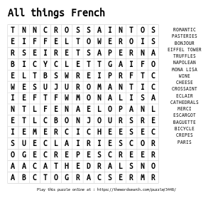 Word Search on All things French