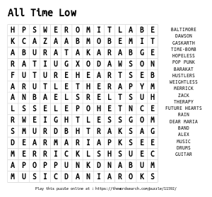 Word Search on All Time Low