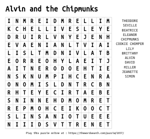 Word Search on Alvin and the Chipmunks