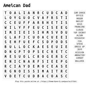 Word Search on Ameican Dad