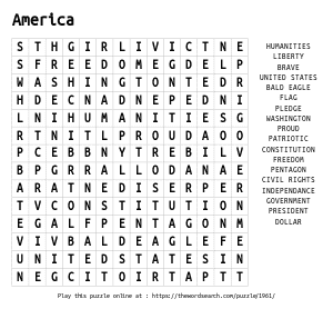 Word Search on America