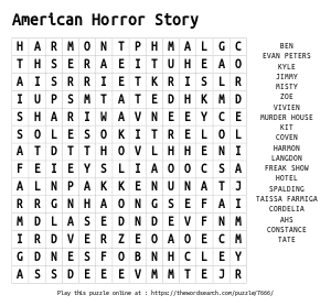 Word Search on American Horror Story