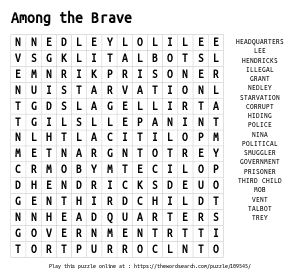 Word Search on Among the Brave