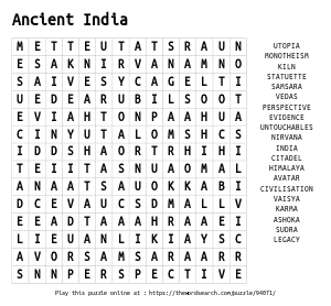 Word Search on Ancient India