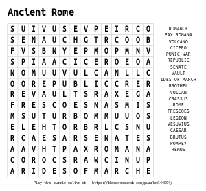 Word Search on Ancient Rome 