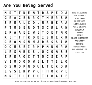 Word Search on Are You Being Served