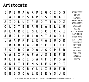 Word Search on Aristocats
