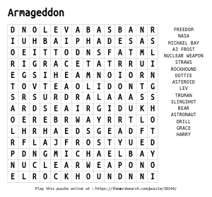 Word Search on Armageddon