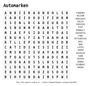 Word Search on Automarken