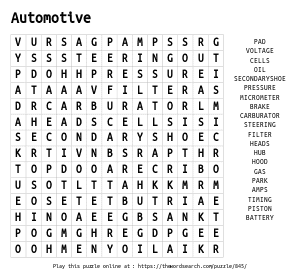Word Search on Automotive