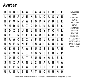 Word Search on Avatar