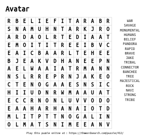 Word Search on Avatar