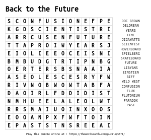 Word Search on Back to the Future